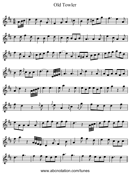 Old Towler - staff notation