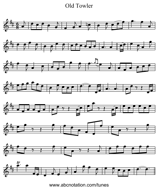 Old Towler - staff notation
