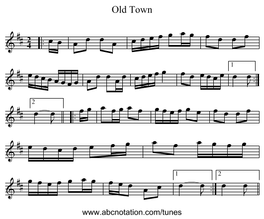 Old Town - staff notation