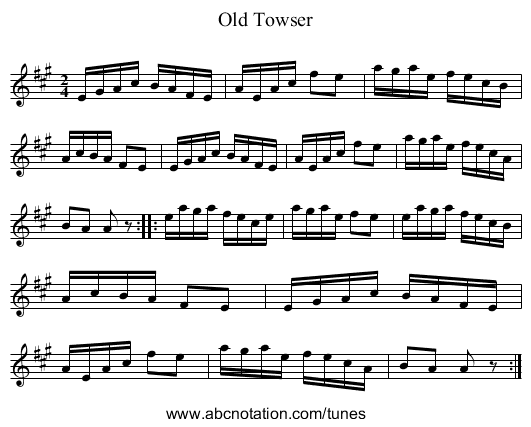 Old Towser - staff notation
