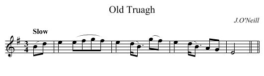 Old Truagh - staff notation