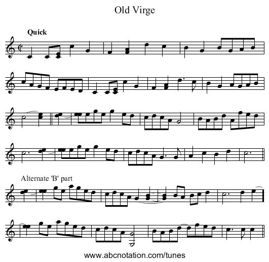 Old Virge - staff notation