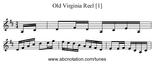 Old Virginia Reel [1] - staff notation