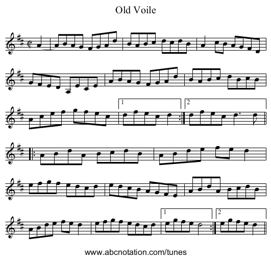Old Voile - staff notation