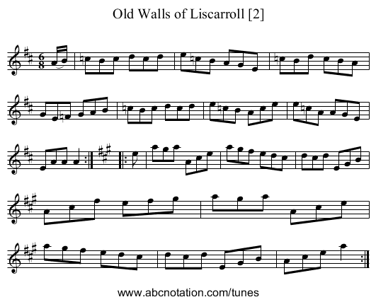 Old Walls of Liscarroll [2] - staff notation
