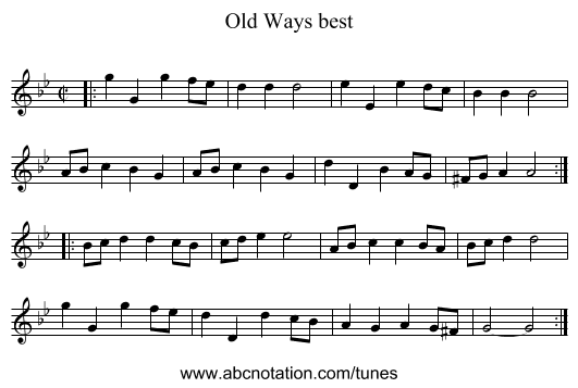 Old Ways best - staff notation