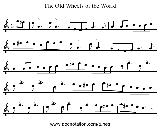 Old Wheels of the World, The - staff notation