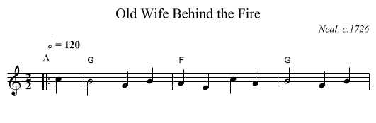 Old Wife Behind the Fire - staff notation