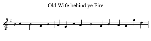 Old Wife behind ye Fire - staff notation
