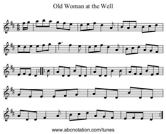 Old Woman at the Well - staff notation