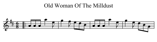 Old Woman Of The Milldust - staff notation