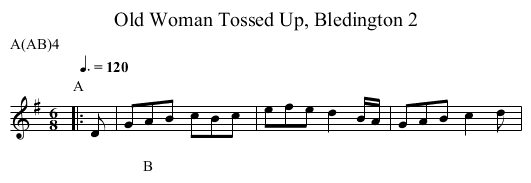 Old Woman Tossed Up, Bledington 2 - staff notation