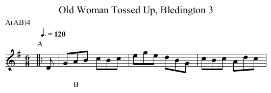 Old Woman Tossed Up, Bledington 3 - staff notation