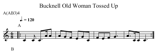 Old Woman Tossed Up, Bucknell - staff notation