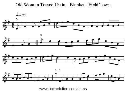 Old Woman Tossed Up in a Blanket - Field Town - staff notation