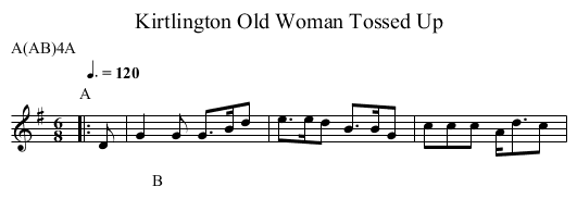 Old Woman Tossed Up, Kirtlington - staff notation