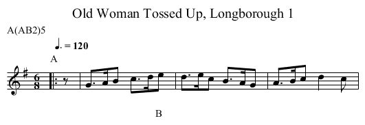 Old Woman Tossed Up, Longborough 1 - staff notation