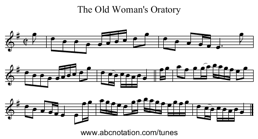 Old Woman's Oratory, The - staff notation