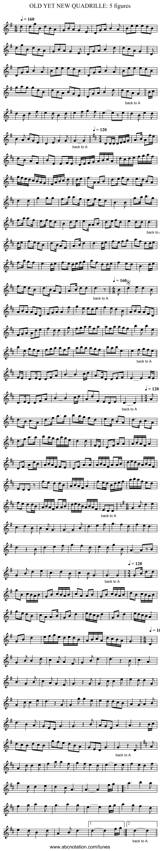 OLD YET NEW QUADRILLE: 5 figures - staff notation