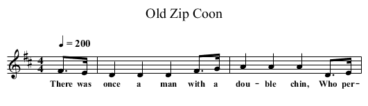 Old Zip Coon - staff notation