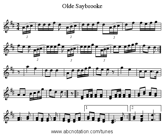 Olde Saybrooke - staff notation
