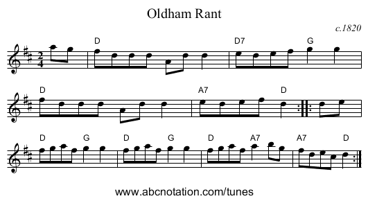 Oldham Rant - staff notation