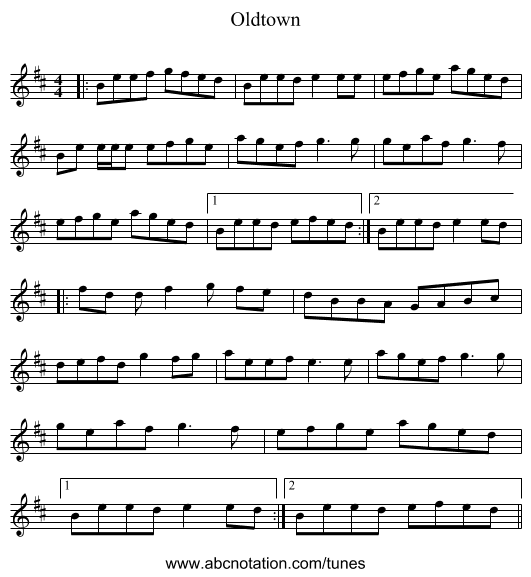 Oldtown - staff notation