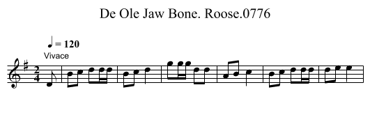 Ole Jaw Bone. Roose.0776, De - staff notation