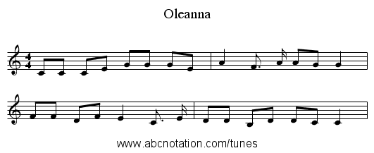 Oleanna - staff notation