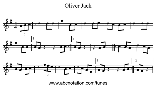 Oliver Jack - staff notation