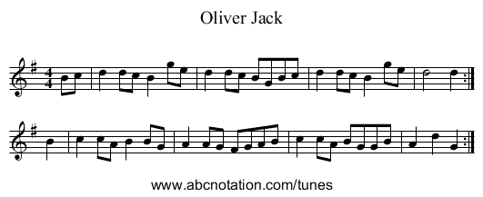 Oliver Jack - staff notation