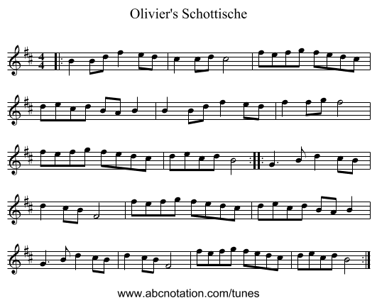 Olivier's Schottische - staff notation