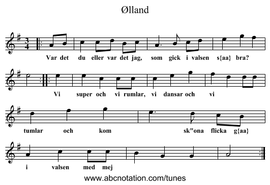 Ølland - staff notation