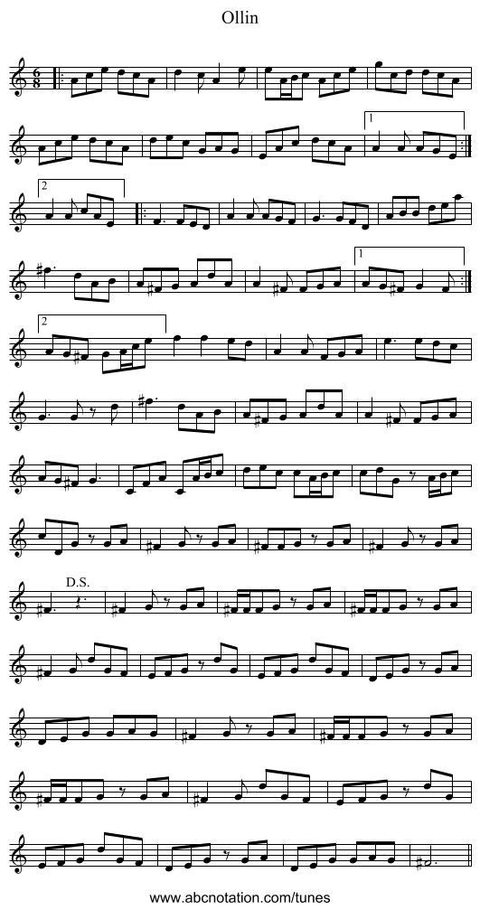 Ollin - staff notation