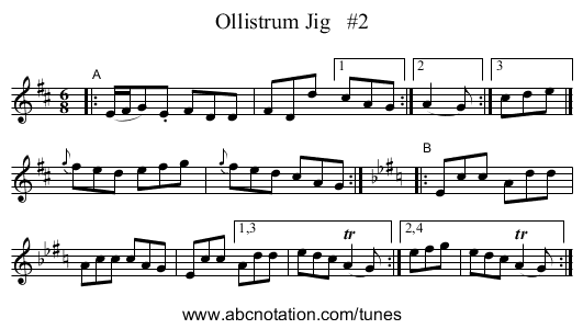 Ollistrum Jig   #2 - staff notation