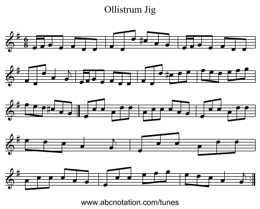 Ollistrum Jig - staff notation