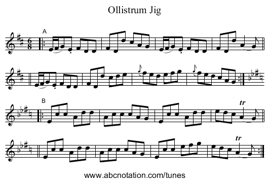 Ollistrum Jig - staff notation