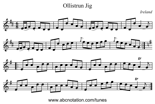 Ollistrun Jig - staff notation