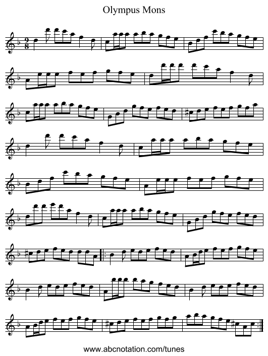 Olympus Mons - staff notation