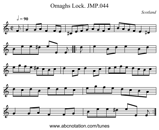Omaghs Lock. JMP.044 - staff notation