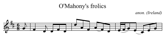 O'Mahony's frolics - staff notation