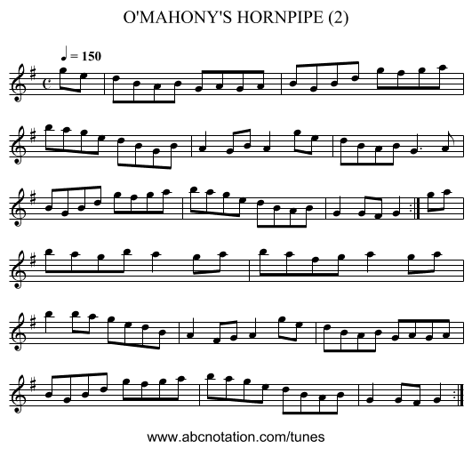 O'MAHONY'S HORNPIPE (2) - staff notation