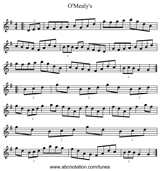 O'Mealy's - staff notation