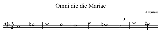 Omni die dic Mariae - staff notation