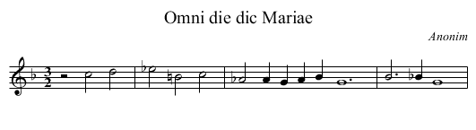 Omni die dic Mariae - staff notation