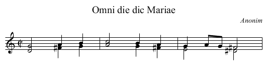 Omni die dic Mariae - staff notation