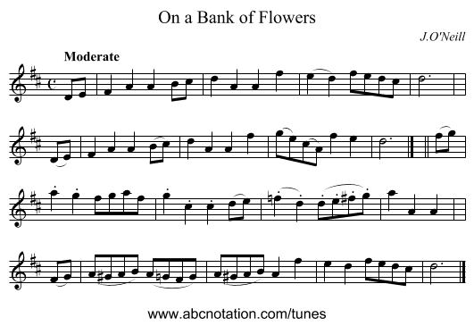 On a Bank of Flowers - staff notation
