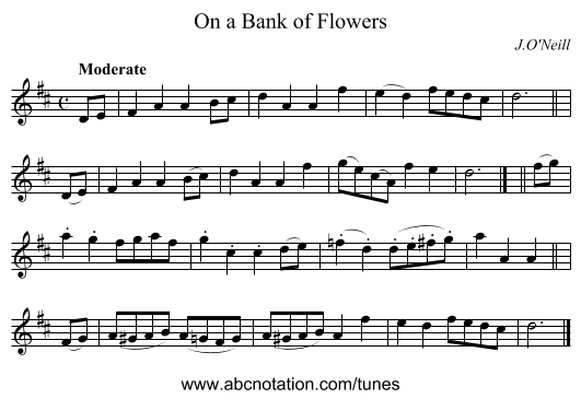 On a Bank of Flowers - staff notation