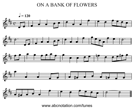 ON A BANK OF FLOWERS - staff notation