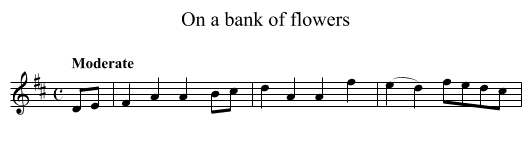 On a bank of flowers - staff notation